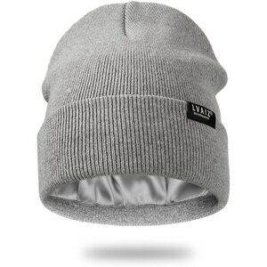 🆕 Women Grey Winter Beanie Hats Unisex Cotton Knitted Cuffed Slouchy Skull Cap